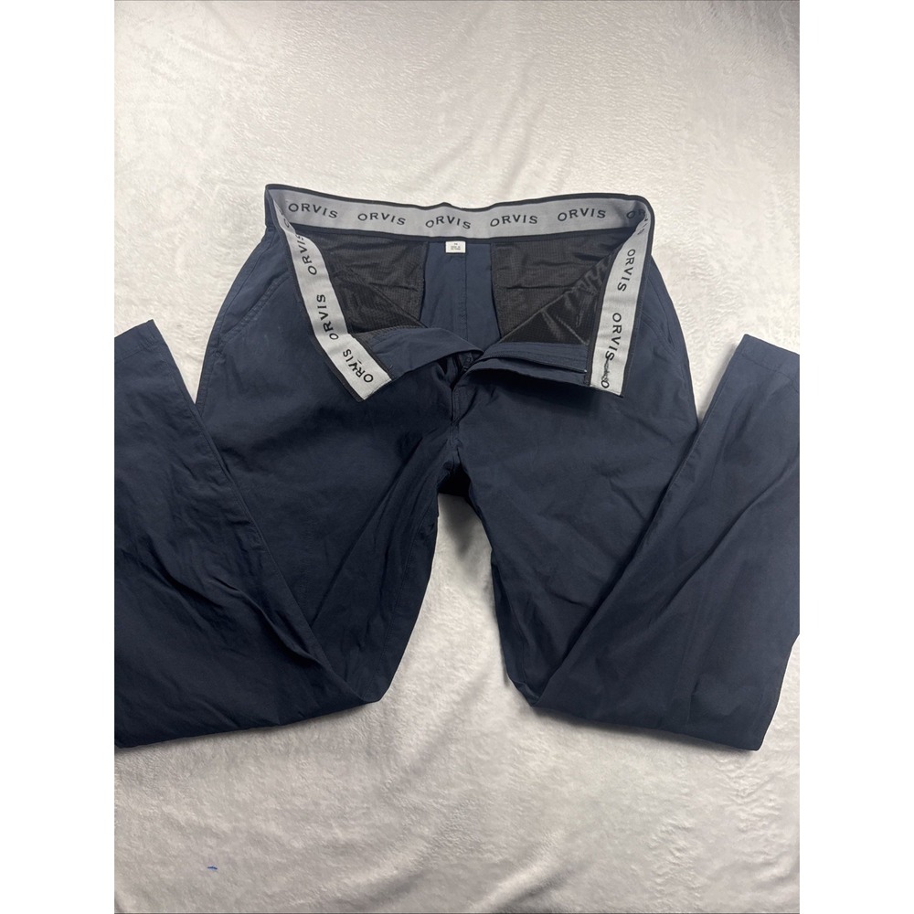 Orvis Tech Pants Mens 36x30 Navy Blue Two-Way Stretch Water Repellent Chino